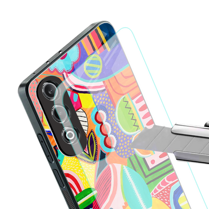 retro abstract back phone cover | glass case for oneplus nord ce 4