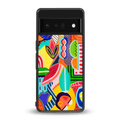 retro abstract back phone cover | glass case for google pixel 6 pro