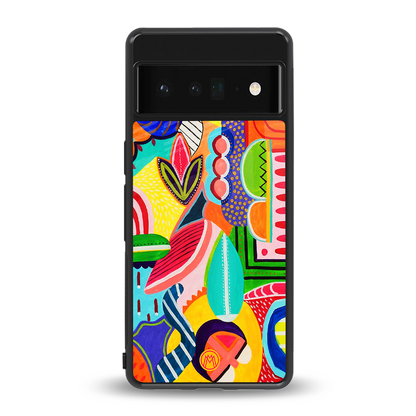 retro abstract back phone cover | glass case for google pixel 6 pro