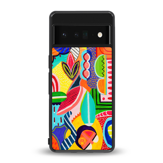 retro abstract back phone cover | glass case for google pixel 6 pro