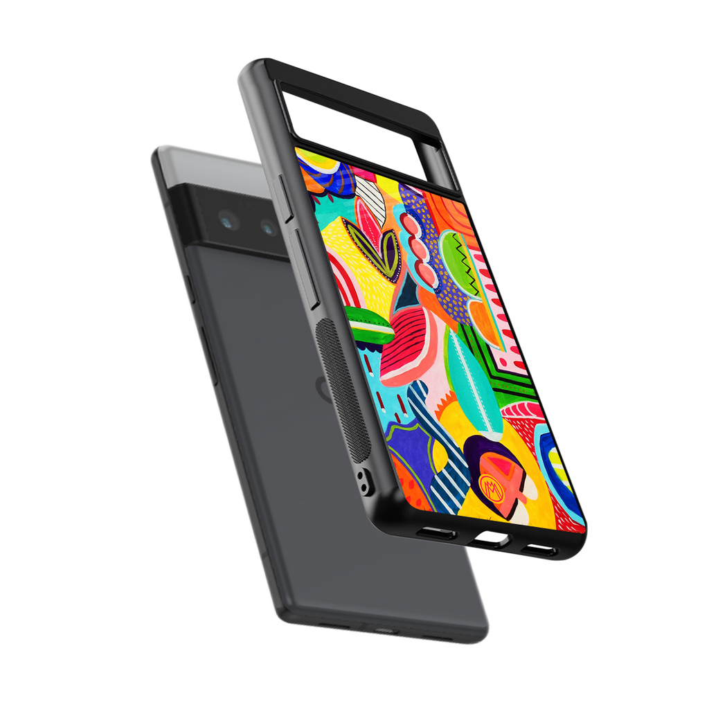 retro abstract back phone cover | glass case for google pixel 6 pro