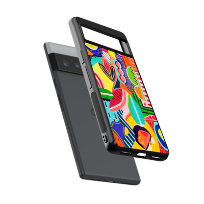 retro abstract back phone cover | glass case for google pixel 6 pro
