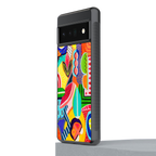 retro abstract back phone cover | glass case for google pixel 6 pro