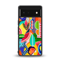 retro abstract back phone cover | glass case for google pixel 6