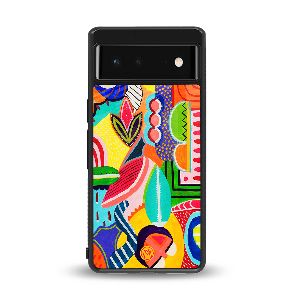 retro abstract back phone cover | glass case for Google Pixel 6A