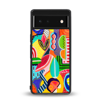 retro abstract back phone cover | glass case for Google Pixel 6A