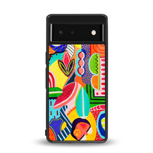 retro abstract back phone cover | glass case for Google Pixel 6A