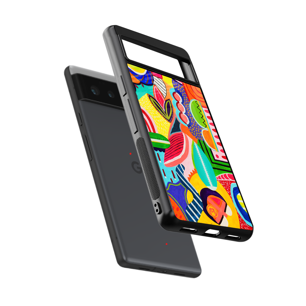 retro abstract back phone cover | glass case for google pixel 6