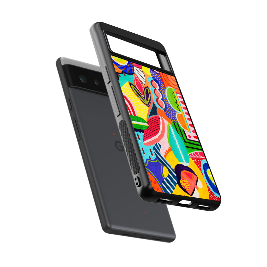 retro abstract back phone cover | glass case for Google Pixel 6A