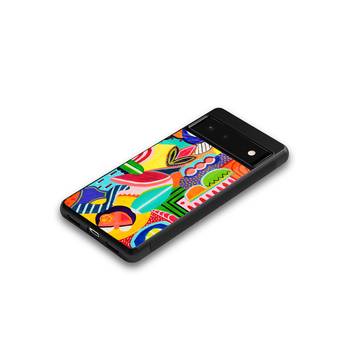 retro abstract back phone cover | glass case for google pixel 6