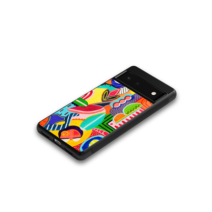 retro abstract back phone cover | glass case for Google Pixel 6A