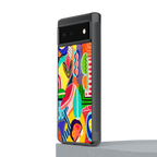 retro abstract back phone cover | glass case for google pixel 6