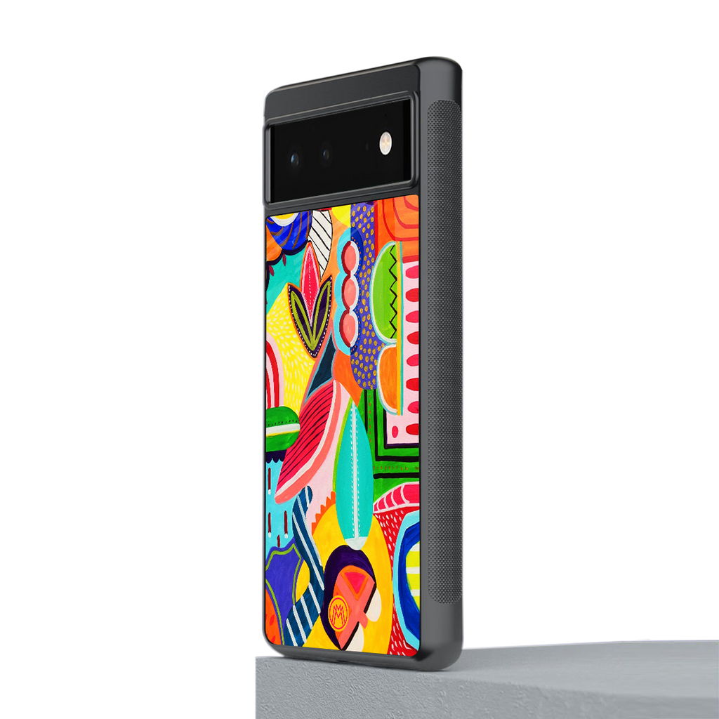 retro abstract back phone cover | glass case for Google Pixel 6A