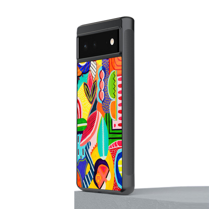 retro abstract back phone cover | glass case for Google Pixel 6A