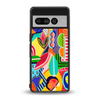 retro abstract back phone cover | glass case for google pixel 7 pro