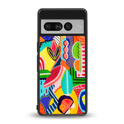 retro abstract back phone cover | glass case for google pixel 7 pro