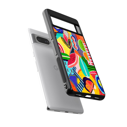 retro abstract back phone cover | glass case for google pixel 7 pro