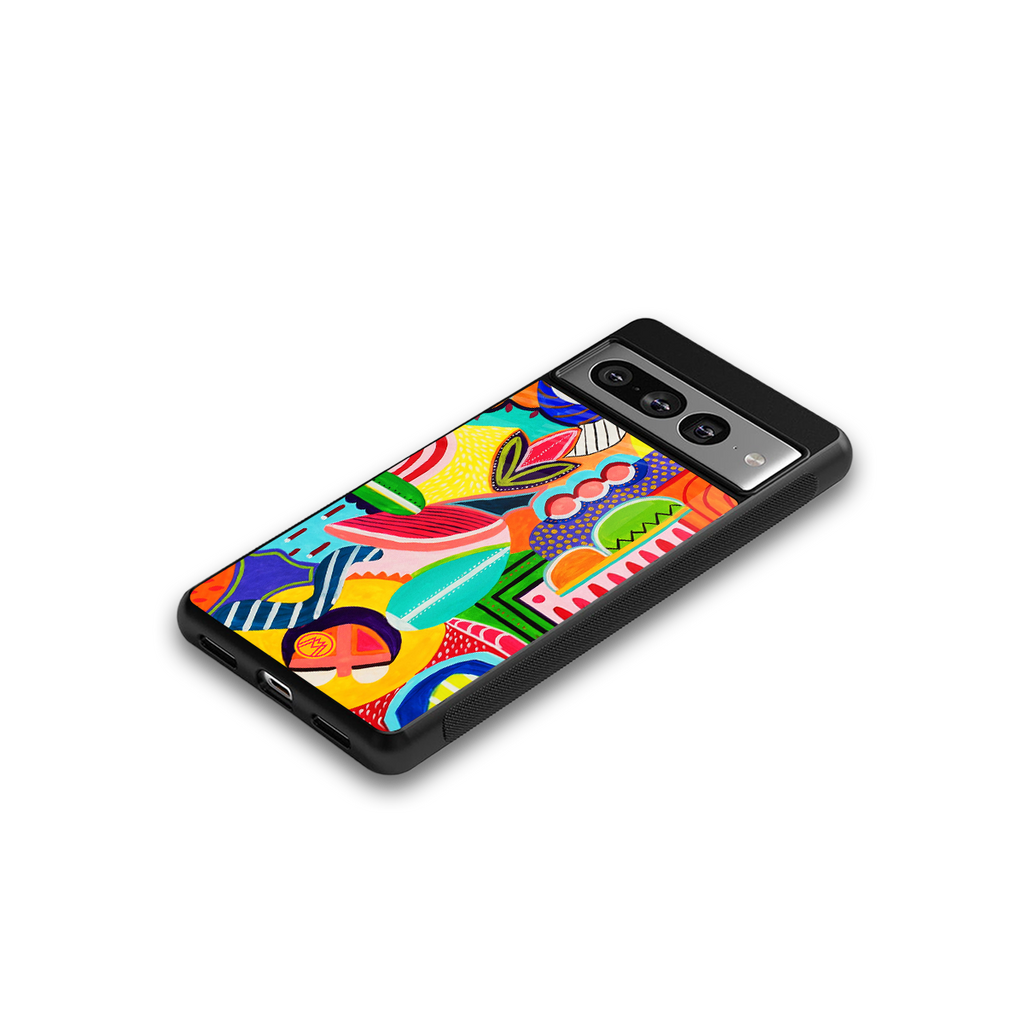 retro abstract back phone cover | glass case for google pixel 7 pro