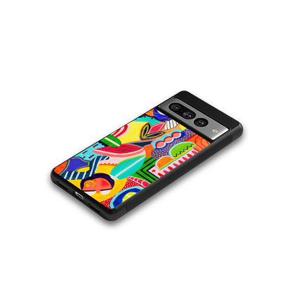 retro abstract back phone cover | glass case for google pixel 7 pro