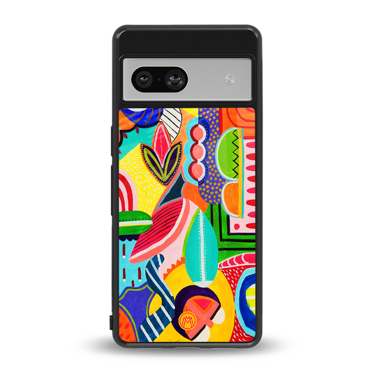 retro abstract back phone cover | glass case for Google Pixel 7A