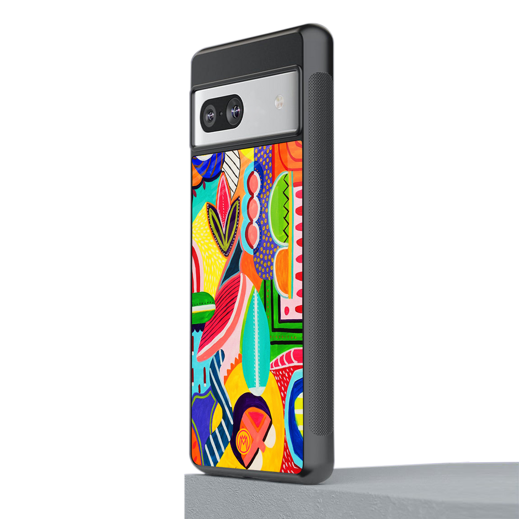 retro abstract back phone cover | glass case for Google Pixel 7