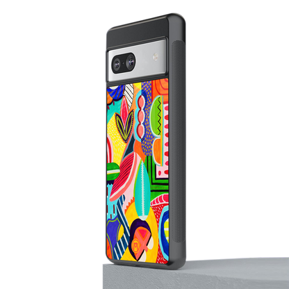 retro abstract back phone cover | glass case for Google Pixel 7