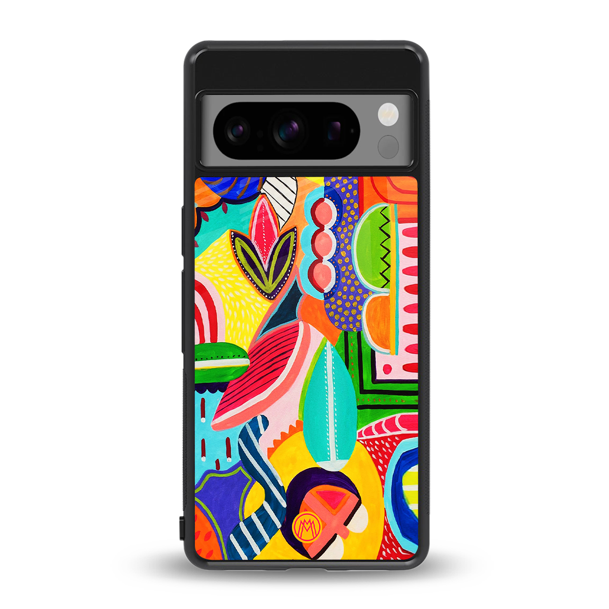 retro abstract back phone cover | glass case for google pixel 8 pro