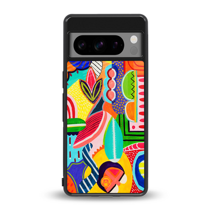 retro abstract back phone cover | glass case for google pixel 8 pro