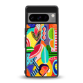 retro abstract back phone cover | glass case for google pixel 8 pro