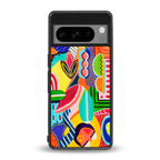 retro abstract back phone cover | glass case for google pixel 8 pro
