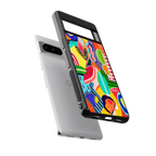retro abstract back phone cover | glass case for google pixel 8 pro