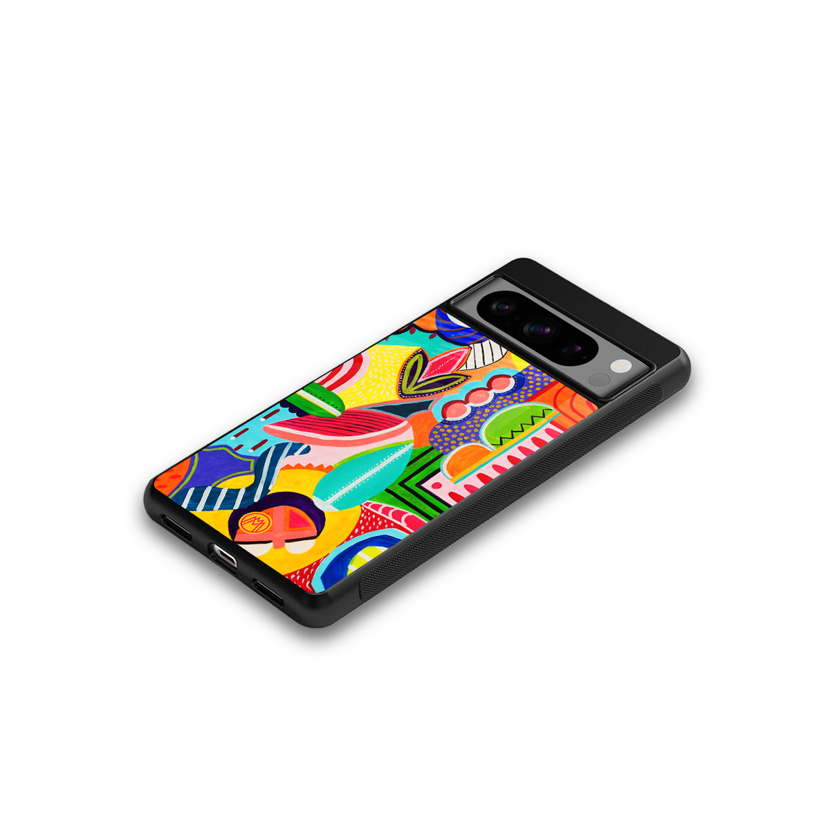 retro abstract back phone cover | glass case for google pixel 8 pro