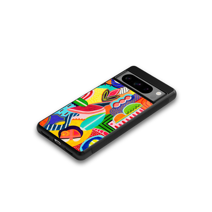 retro abstract back phone cover | glass case for google pixel 8 pro