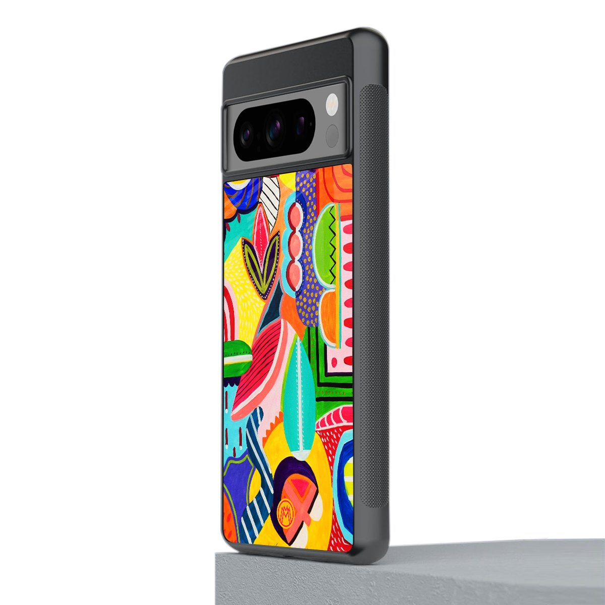 retro abstract back phone cover | glass case for google pixel 8 pro