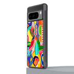 retro abstract back phone cover | glass case for google pixel 8 pro