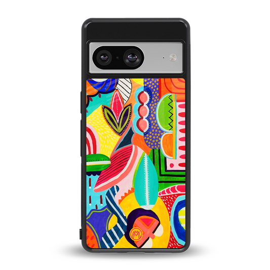 retro abstract back phone cover | glass case for Google Pixel 8
