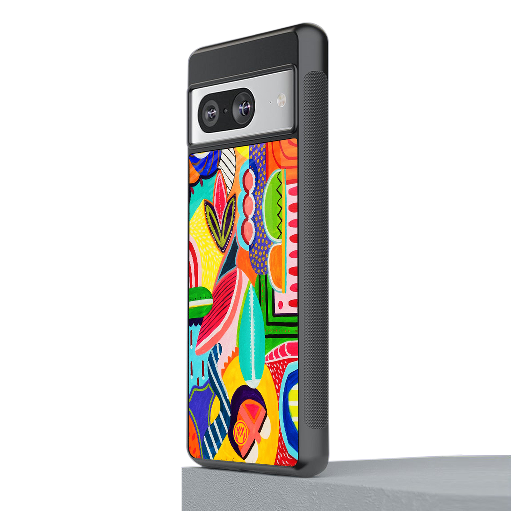 retro abstract back phone cover | glass case for Google Pixel 8