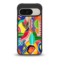 retro abstract back phone cover | glass case for google pixel 9