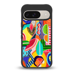 retro abstract back phone cover | glass case for google pixel 9