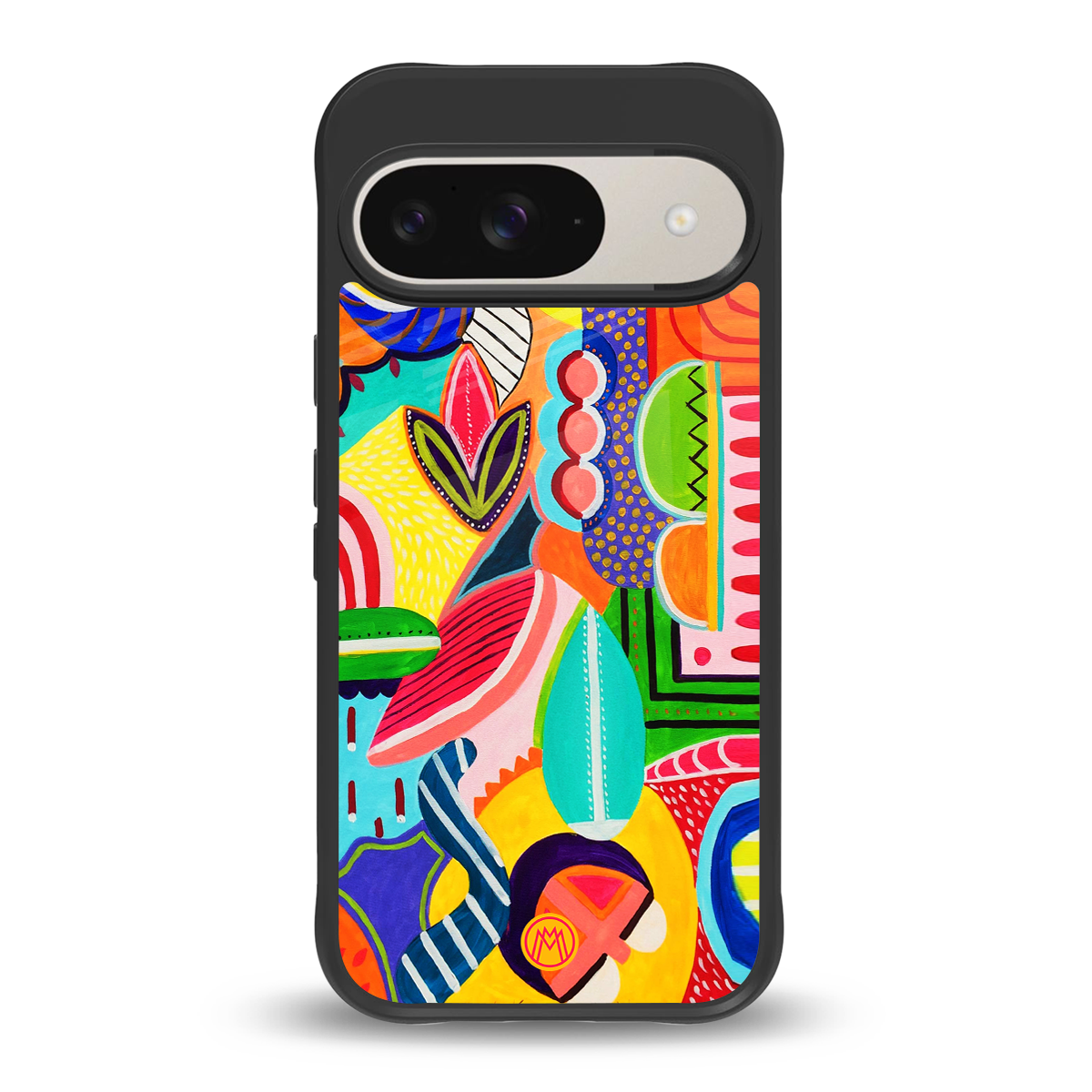 retro abstract back phone cover | glass case for google pixel 9