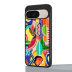 retro abstract back phone cover | glass case for google pixel 9