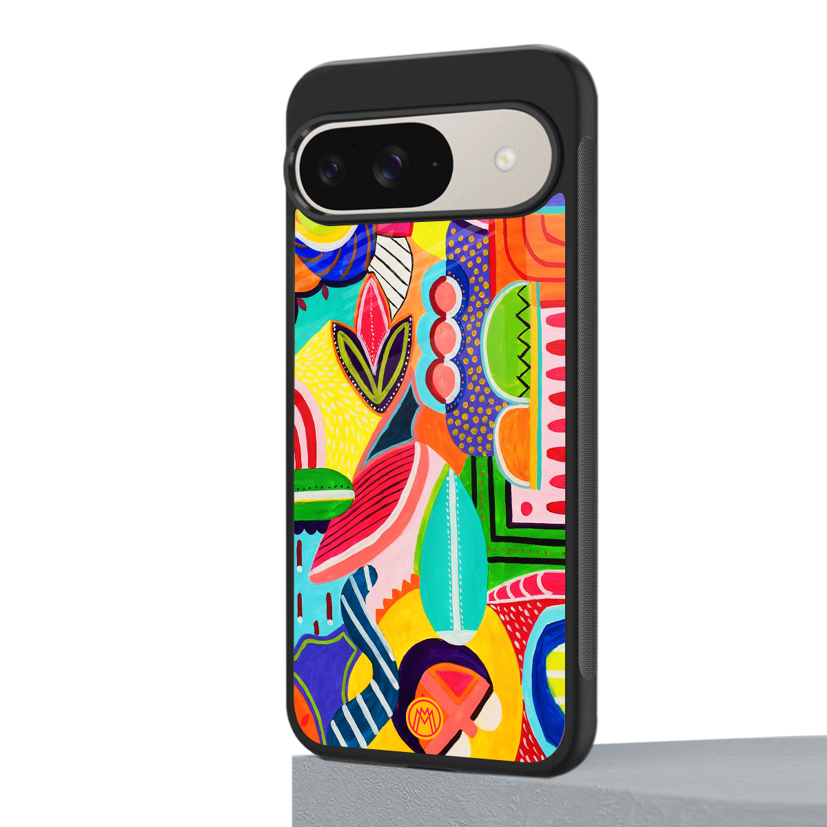 retro abstract back phone cover | glass case for google pixel 9