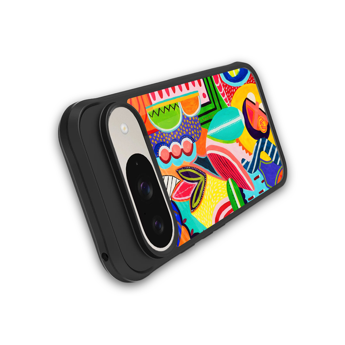 retro abstract back phone cover | glass case for google pixel 9
