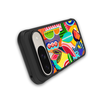 retro abstract back phone cover | glass case for google pixel 9