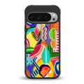 retro abstract back phone cover | glass case for google pixel 9 pro