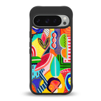 retro abstract back phone cover | glass case for google pixel 9 pro
