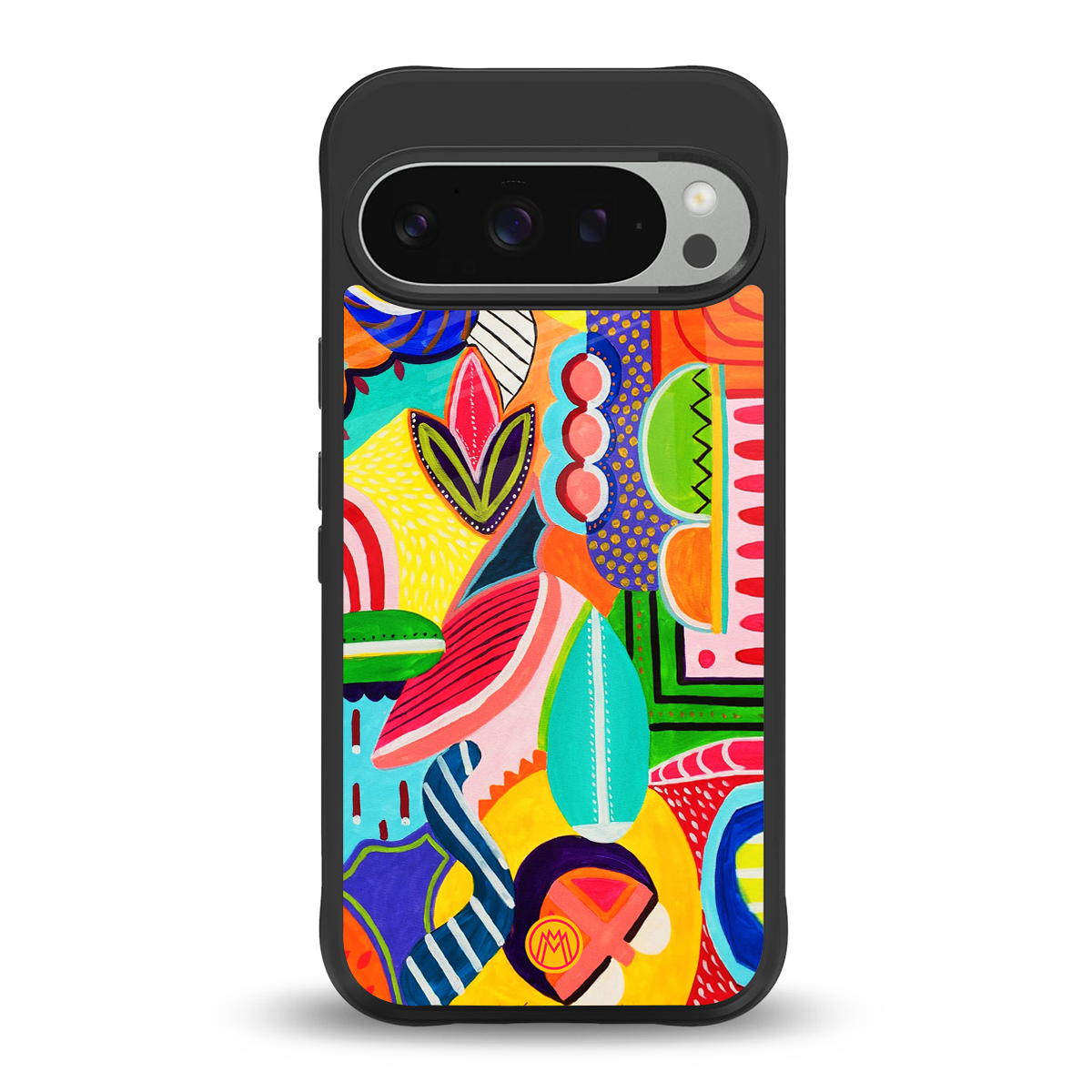 retro abstract back phone cover | glass case for google pixel 9 pro xl