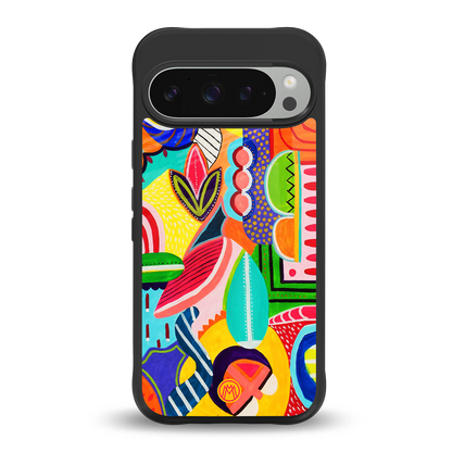 retro abstract back phone cover | glass case for google pixel 9 pro xl