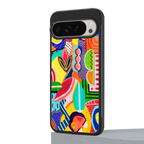 retro abstract back phone cover | glass case for google pixel 9 pro