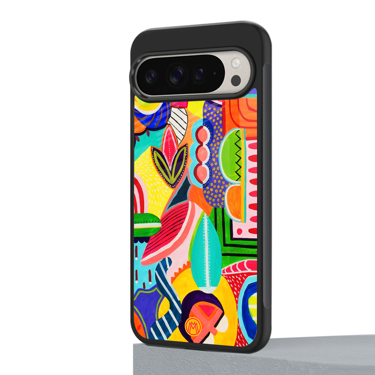 retro abstract back phone cover | glass case for google pixel 9 pro